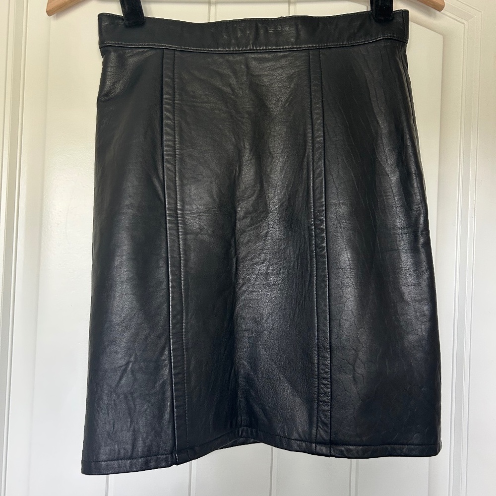 Vintage Black Leather Mini Skirt